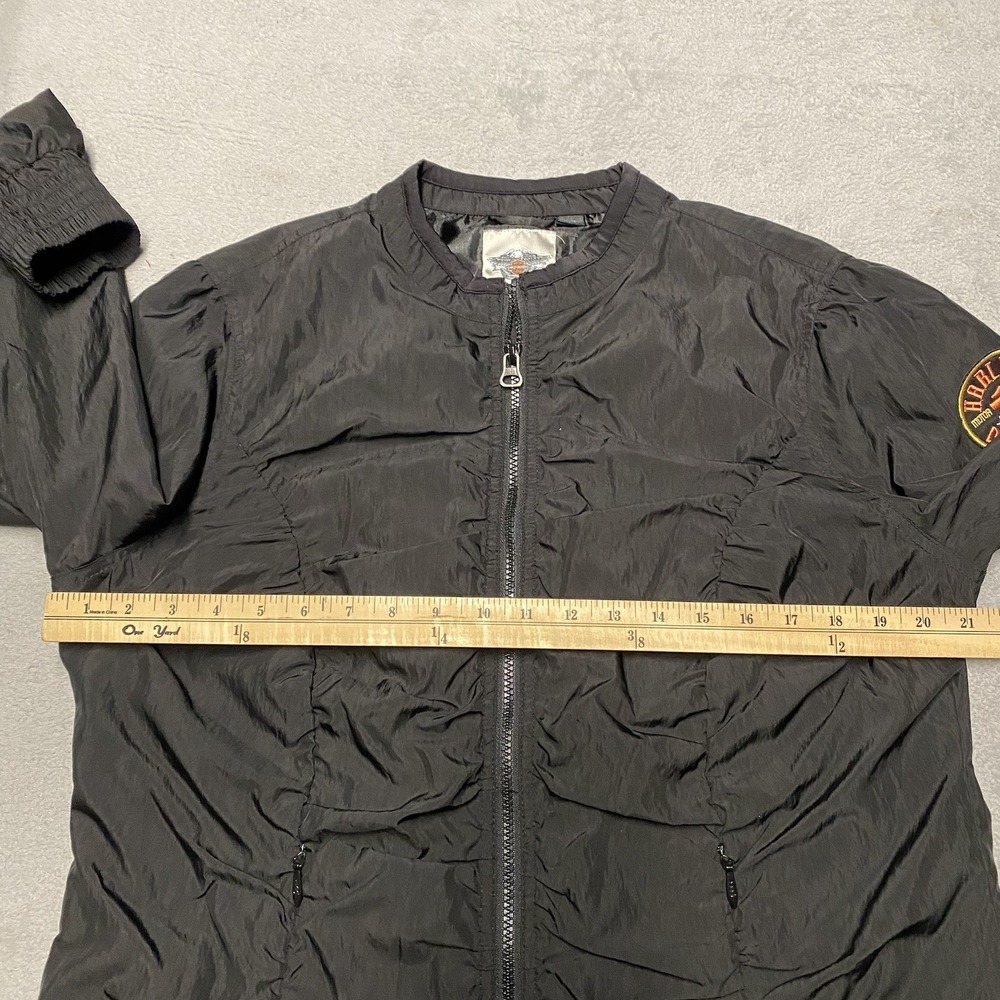Harley Davidson Jacket Womens XL Black Windbreaker Full Zip Patches Motorcycle - Picture 7 of 7